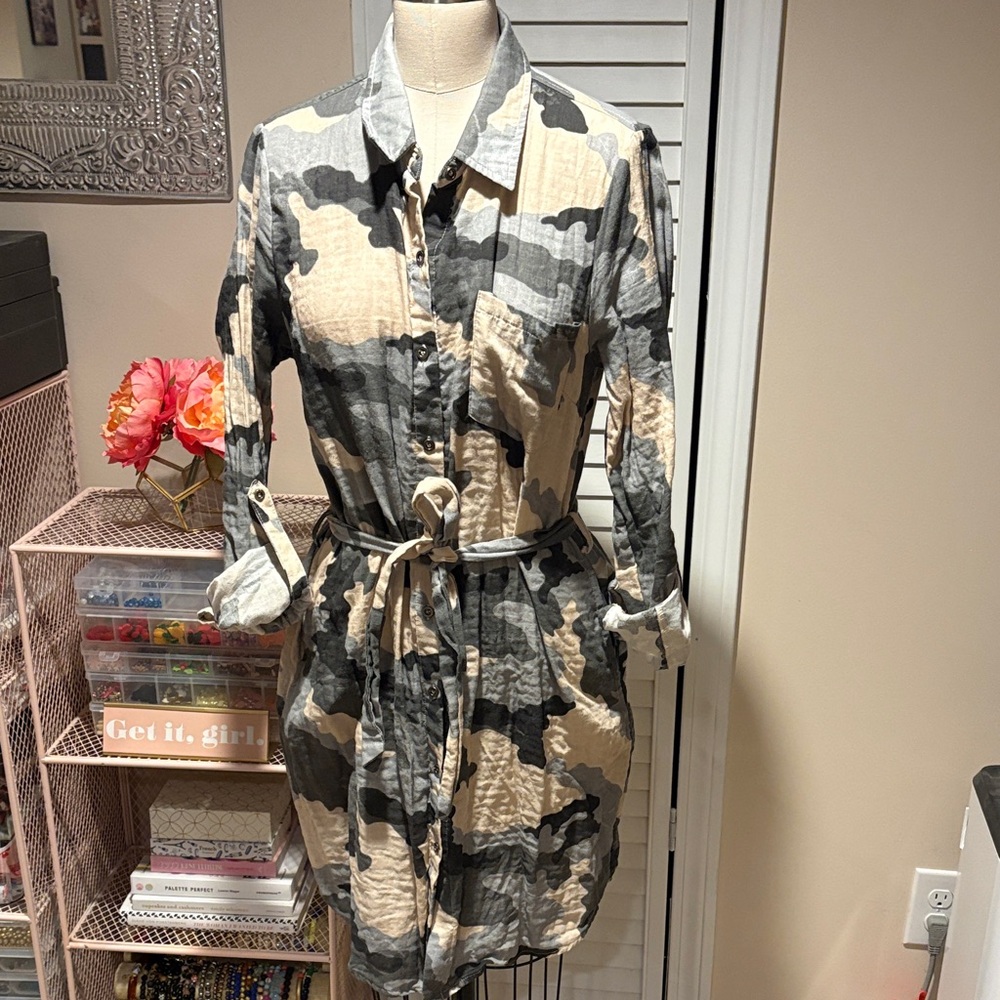 Mystree Camouflage Shirt Dress
